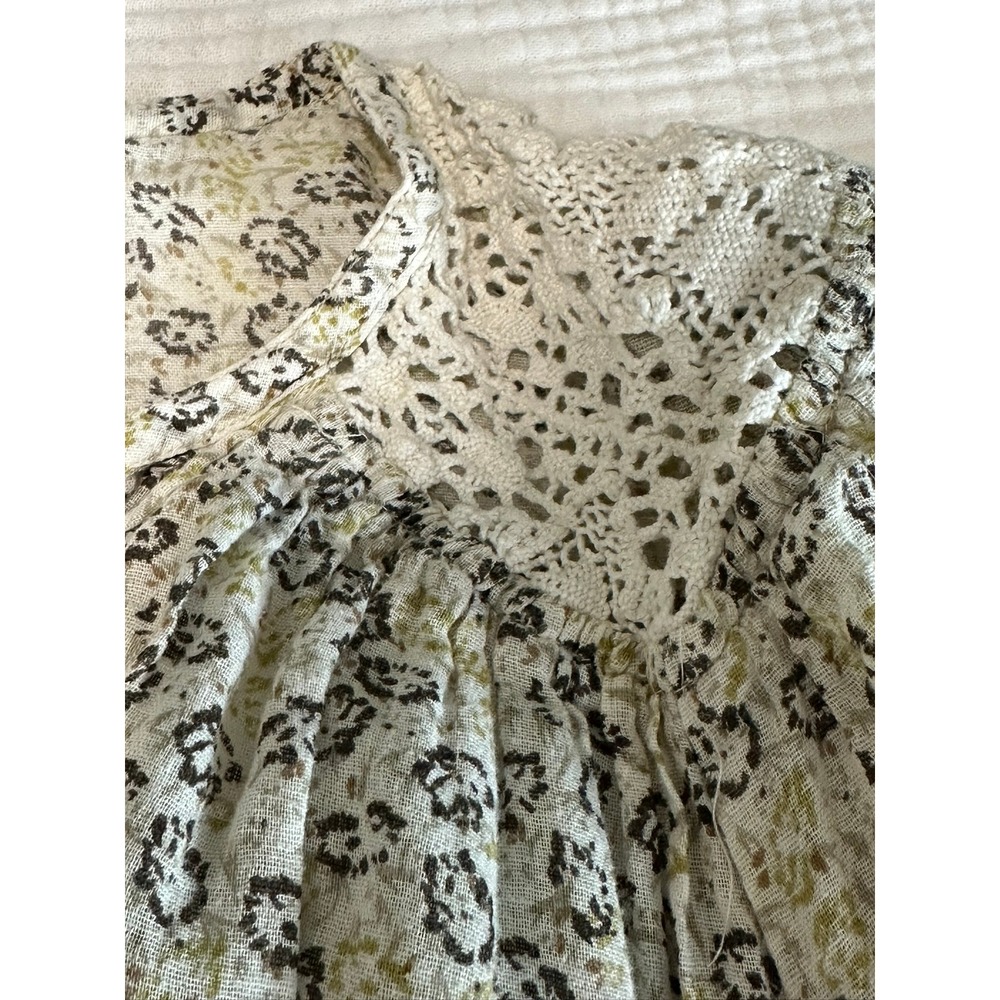 VAC‎ Nine West Blouse Top Floral Crochet Details Short Sleeve Women's Size L
